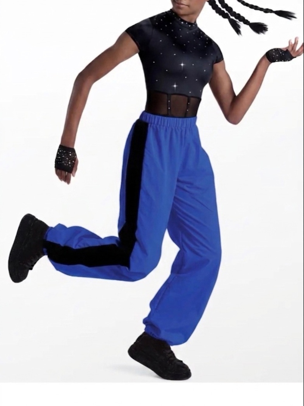Weissman | Pound the Alarm Two Piece Royal Blue Black Hip Hop Dance Costume, MC